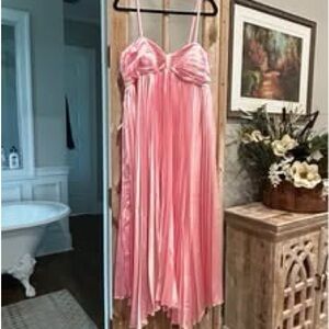 Satin asymmetrical pleated dress. Size 16W.